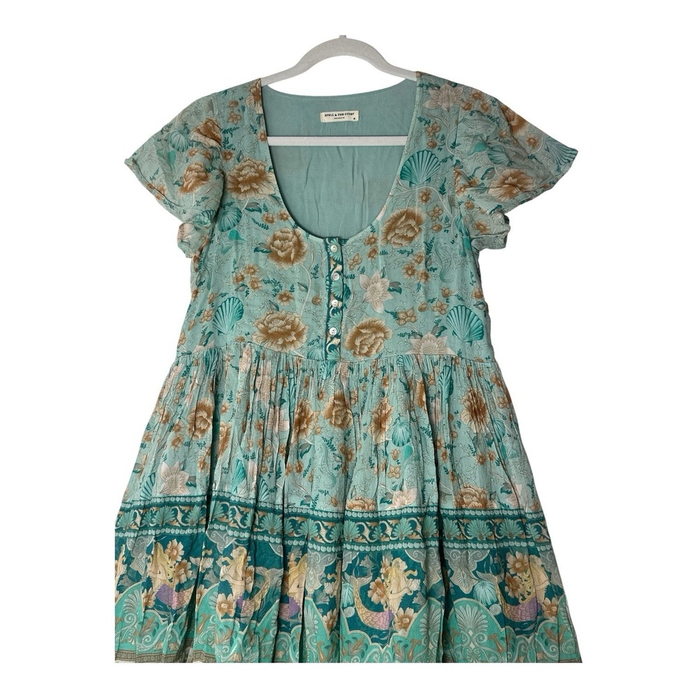 Spell & The Gypsy Collective Seashell Mini Dress Womens XS Floral Lined Coquette - Picture 6 of 9